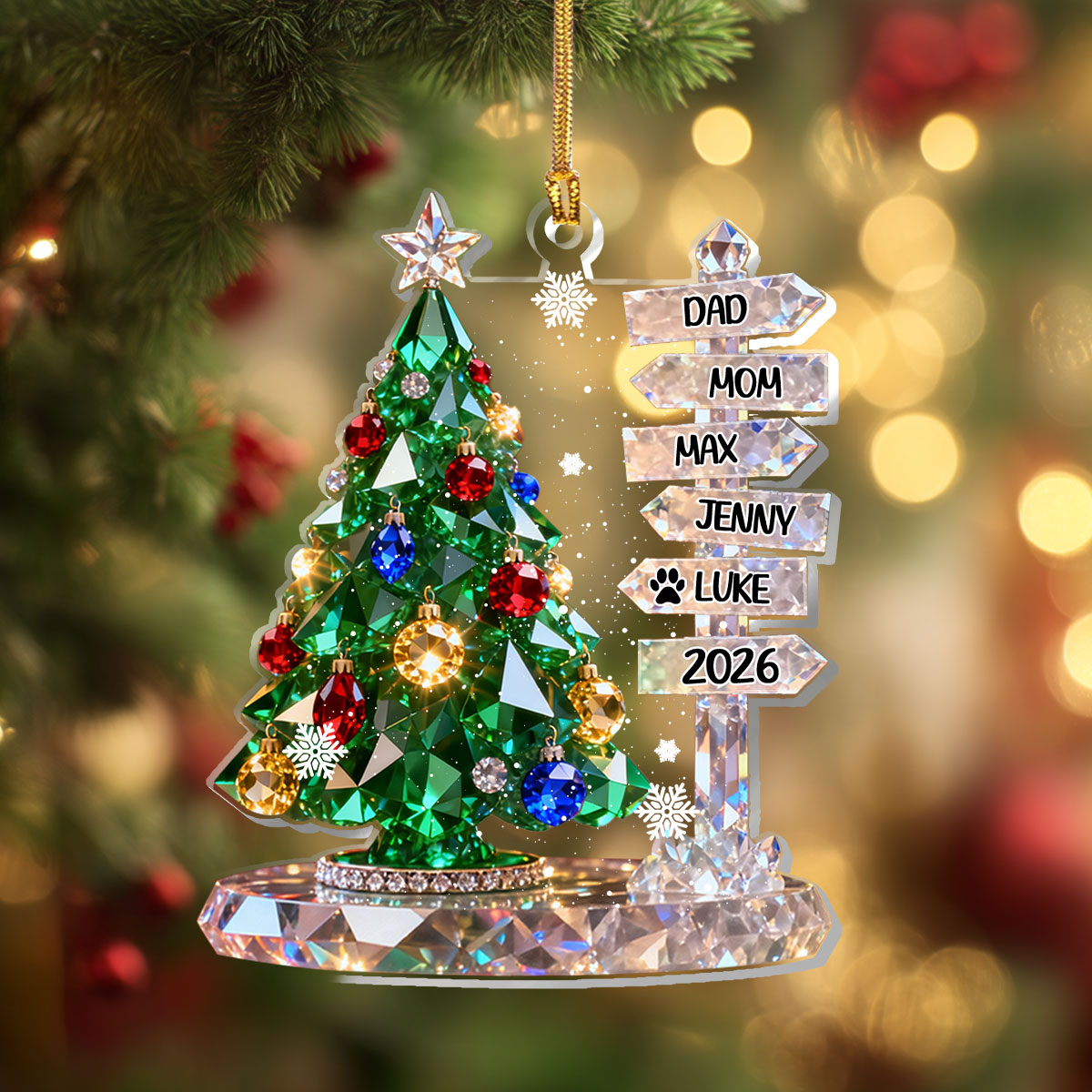 Family Signpost Custom Name - Personalized 1-Layer Acrylic Ornament
