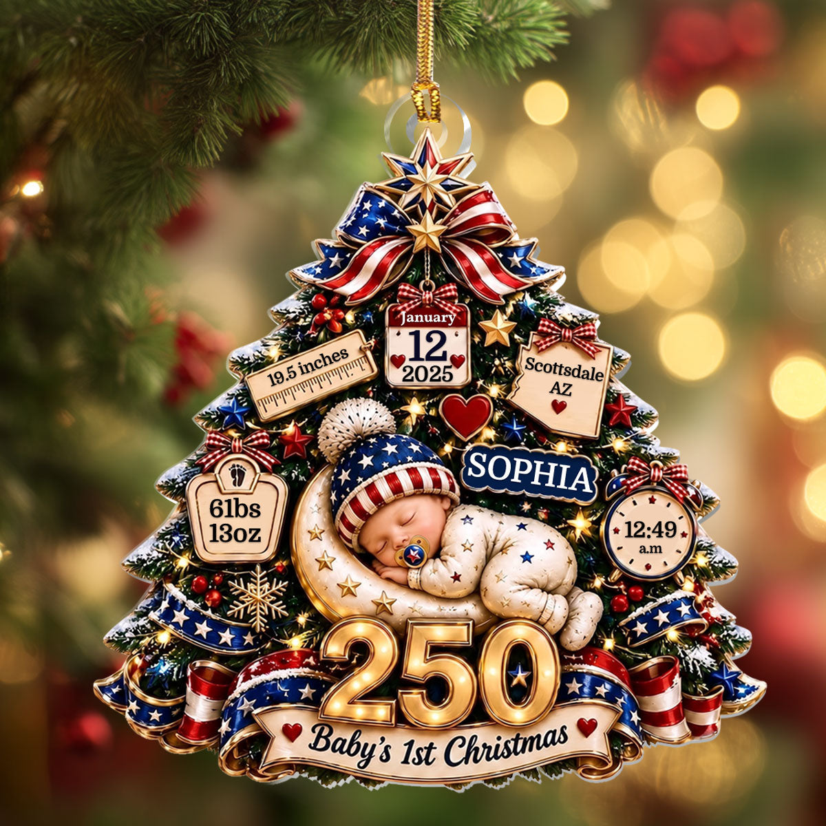 Baby's 1st Christmas - Personalized 1-Layer Acrylic Ornament