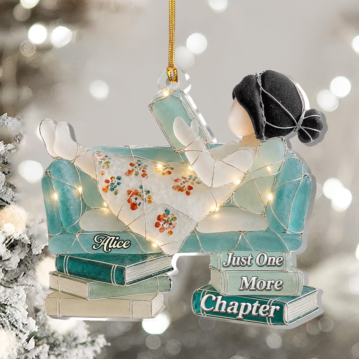 Just A Girl Who Loves Books Sea Glass Effect - Personalized Acrylic Ornament