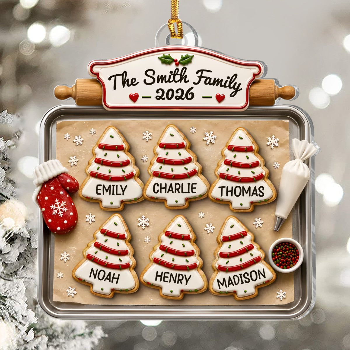 Joy Feels Like Family - Personalized 1-Layer Acrylic Ornament