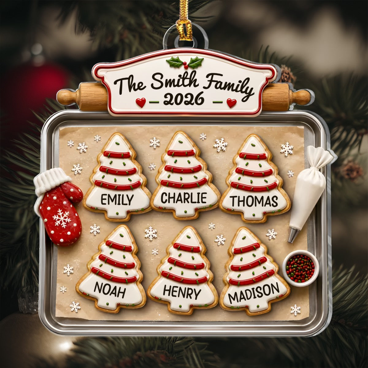 Joy Feels Like Family - Personalized 1-Layer Acrylic Ornament