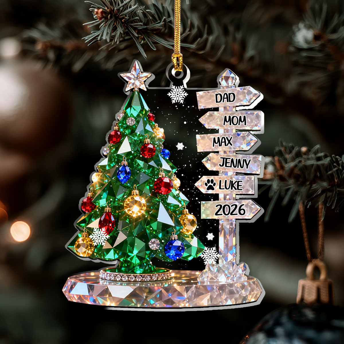 Family Signpost Custom Name - Personalized 1-Layer Acrylic Ornament